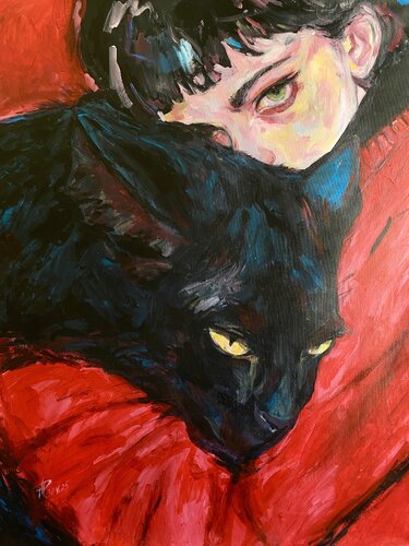 Panther Painting with Roger Haus (81x100 cm) I Animal Instinct #123 di Anna Dart, Pittura in vendita su Singulart