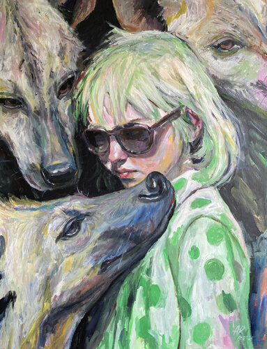 Hyena Painting with Roger Haus (81x100 cm) I Hangover di Anna Dart, Pittura in vendita su Singulart