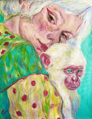 Monkey Painting with Roger Haus (81x100 cm) I Animal Instinct #90 di Anna Dart, Pittura in vendita su Singulart