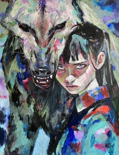 Hyena Painting with Roger Haus (81x100 cm) I Demon di Anna Dart, Pittura in vendita su Singulart