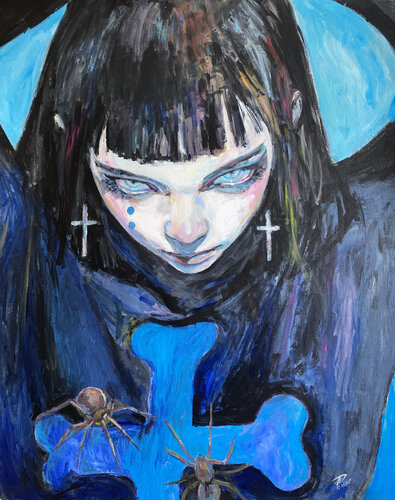 Spider Painting with Roger Haus (81x100 cm) I Devotion in Toledo di Anna Dart, Pittura in vendita su Singulart