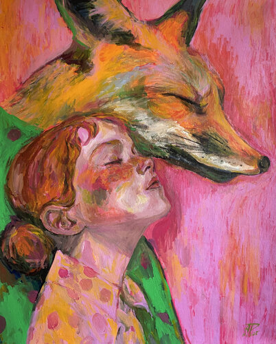 Fox Painting with Roger Haus (81x100 cm) I Summer Day van Anna Dart, Schilderij te koop op Singulart