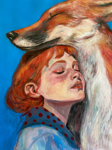 Fox Painting with Roger Haus (81x100 cm) I Friendship van Anna Dart, Schilderij te koop op Singulart