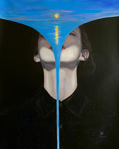 Yellow Moon (81x100 cm) - XL van Anna Dart, Schilderij te koop op Singulart