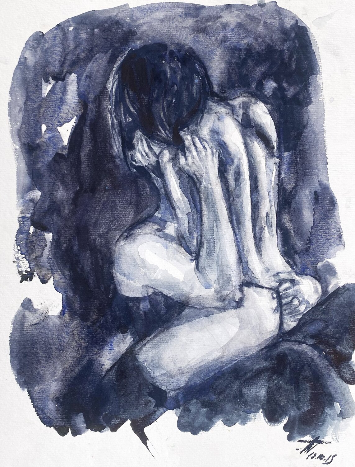 Watercolour on Paper (29x41 cm) - Scent of roses Anna Dart Werk auf Papier zu verkaufen