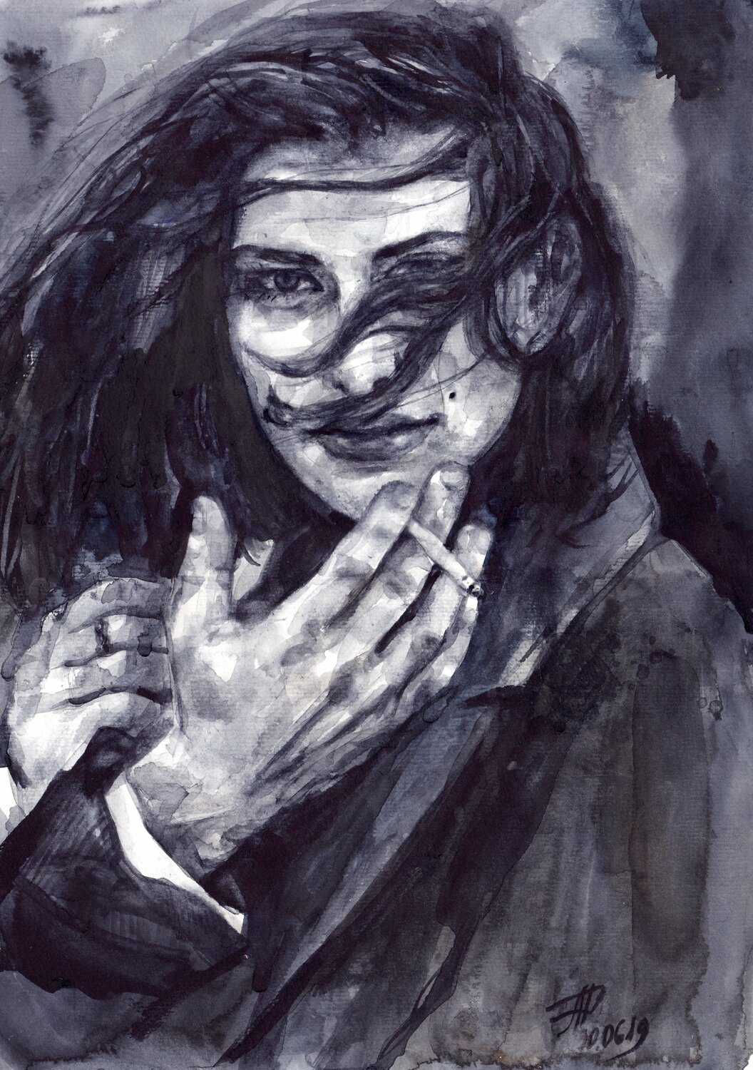 Watercolour on Paper (29x41 cm) - Burning Eyes Anna Dart