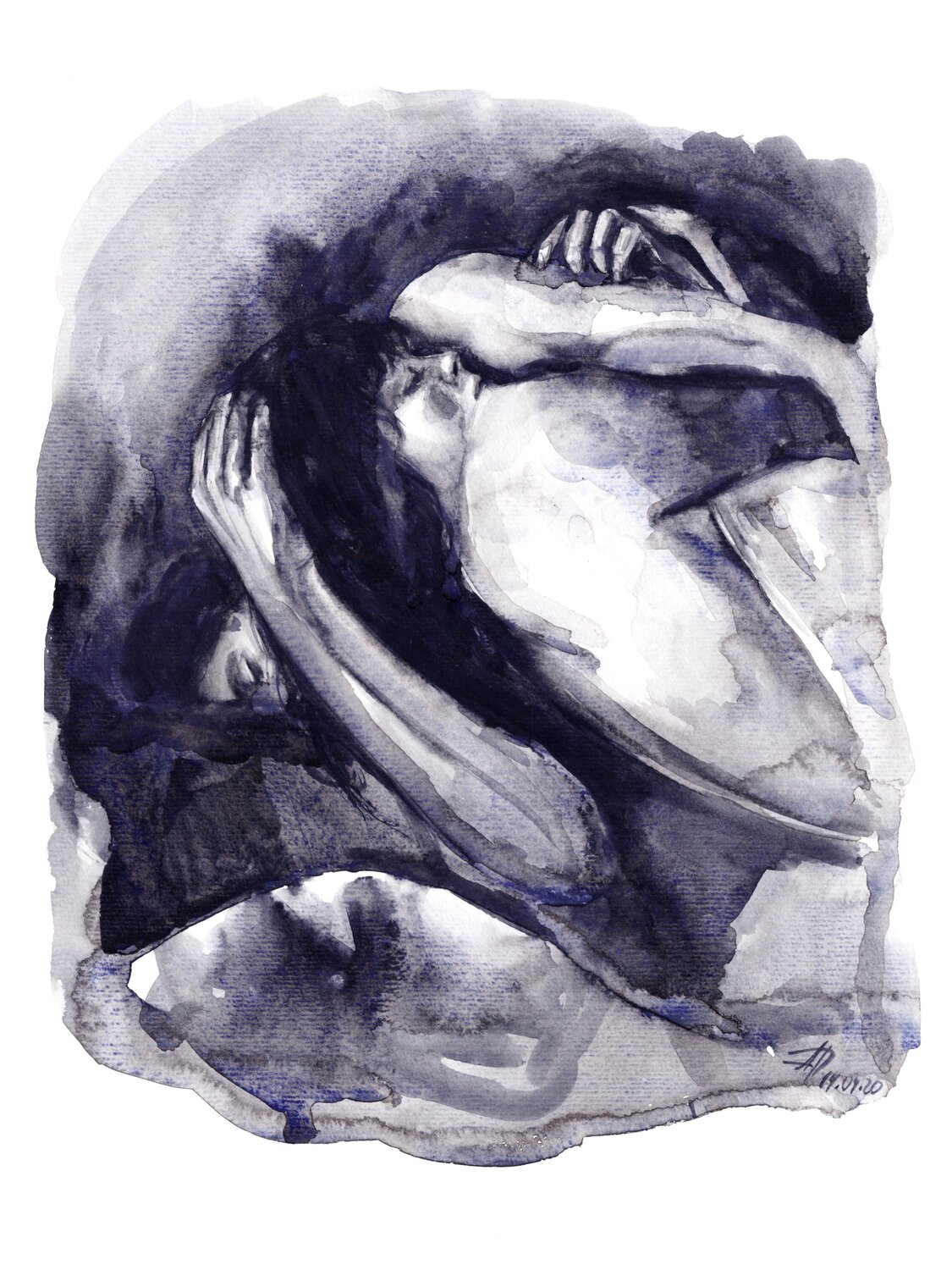 Watercolour on Paper (29x41 cm) - You feel scared and that's alright Anna Dart Originalgemälde zu verkaufen