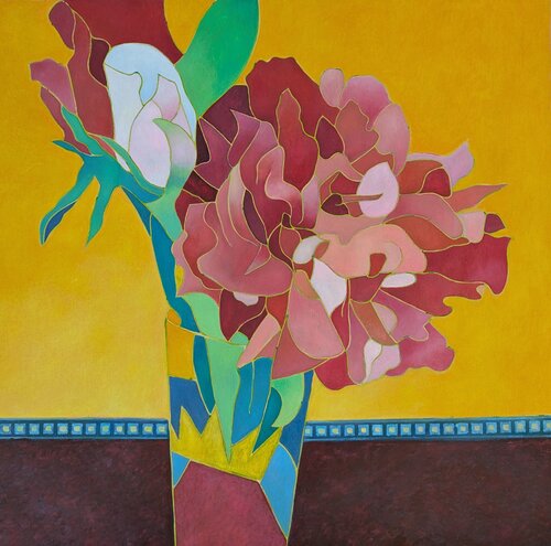 Les roses des pivoines by Marie-Pierre Autonne, 회화 for Sale on Singulart