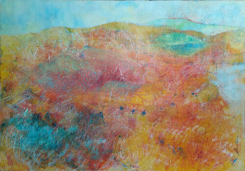 Les moissons bleues by Marie-Pierre Autonne, 회화 for Sale on Singulart