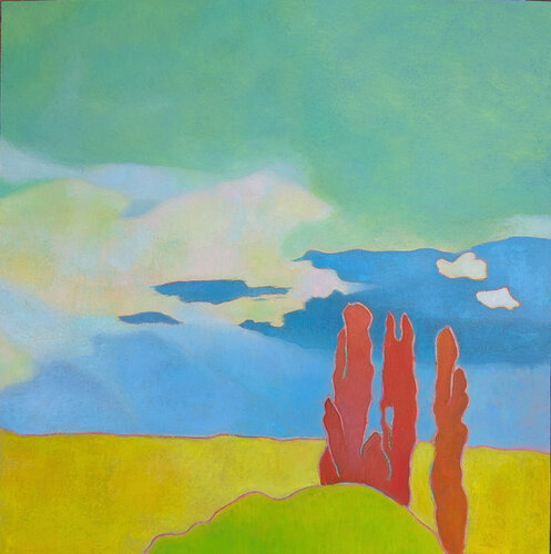 Les cyprès rouges by Marie-Pierre Autonne, 회화 for Sale on Singulart