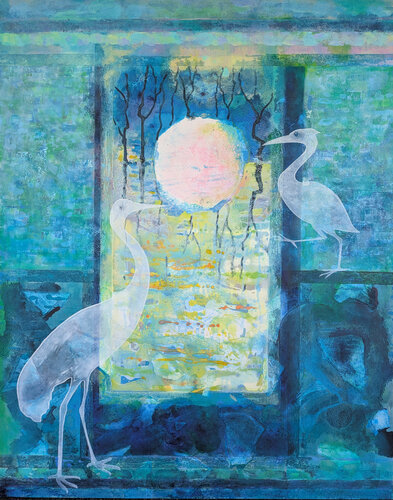 Confidences à la lune van Marie-Pierre Autonne, Schilderij te koop op Singulart