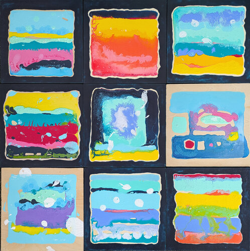 Carrés joyeux by Marie-Pierre Autonne, 회화 for Sale on Singulart