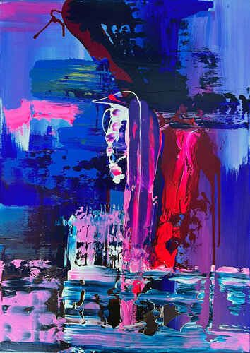 IM:PULS - SCHWARZ ZU BLAU di Karin Doering, Pittura in vendita su Singulart