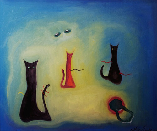 Cats van Vladimir Kolosov, Schilderij te koop op Singulart