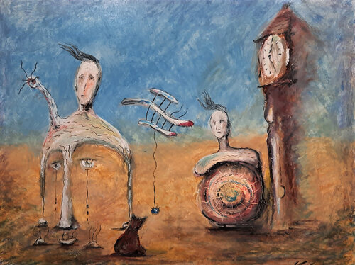 Twenty five past twelve … the new game par Vladimir Kolosov, Peinture en vente sur Singulart