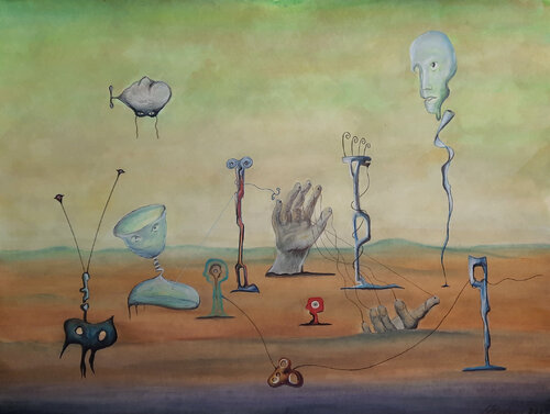 Peculiar origins and nature of manipulation van Vladimir Kolosov, Werk op papier te koop op Singulart