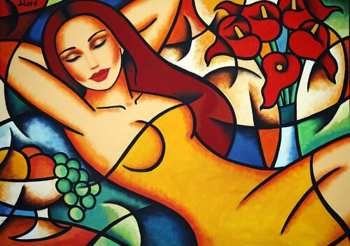 Wonderful Afternoon - Liegende Frau - Originalgemälde von Ekaterina Moré, Malerei kaufen auf Singulart