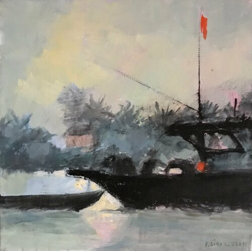 retour de pêche de Florence Dias-Looten, Pintura a la venta en Singulart