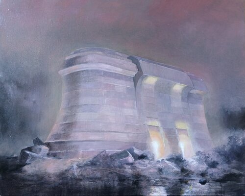 Building by night ( rave temple) van richard jurtitsch, Schilderij te koop op Singulart