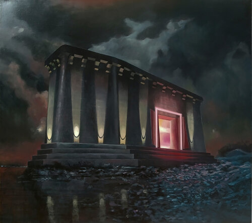 Building by night ( rave temple) van richard jurtitsch, Schilderij te koop op Singulart