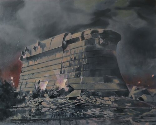 Building by night ( Ravetemple ) van richard jurtitsch, Schilderij te koop op Singulart