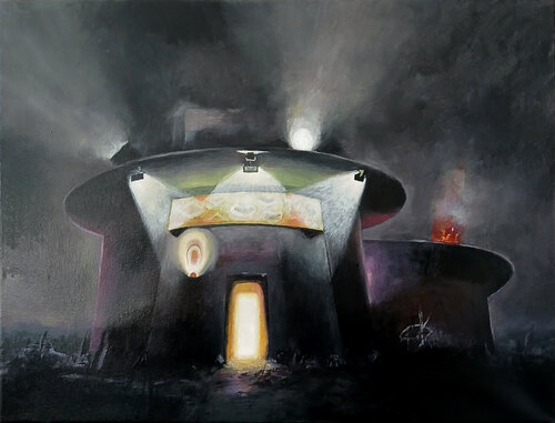 Building by night von richard jurtitsch, Malerei kaufen auf Singulart