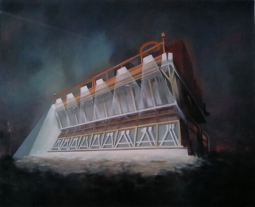 Arena ,Building by night ( rave temple) von richard jurtitsch, Malerei kaufen auf Singulart