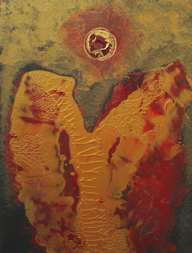 Schutzengel in Gold Rot / Guardian Angel Gold Red von Kerstin Franz, Werk auf Papier kaufen auf Singulart