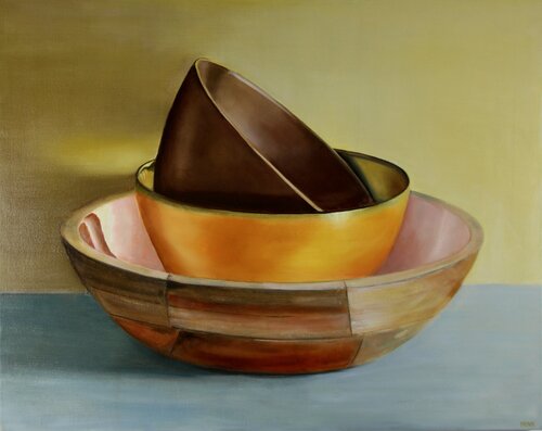 Bedoin - yellow/brown/rose von Minke Buikema-Duste, Malerei kaufen auf Singulart
