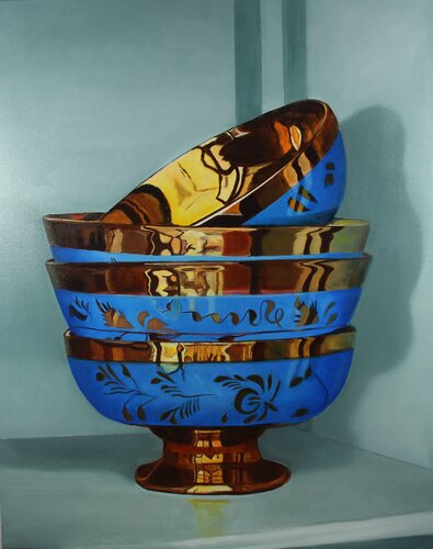 Pommard - blue with gold van Minke Buikema-Duste, Schilderij te koop op Singulart
