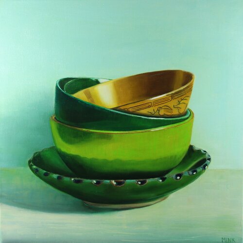 Beaune - 4 stapled cups van Minke Buikema-Duste, Schilderij te koop op Singulart