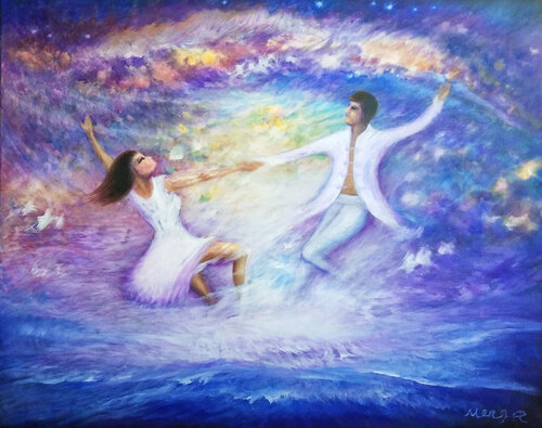 Tänzer im Universum von Meng Xi Hauenstein, Malerei kaufen auf Singulart