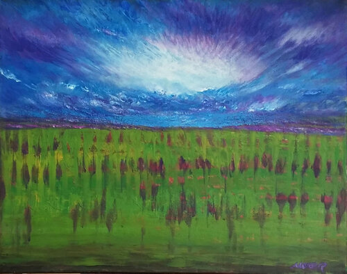 Grüne Landschaft von Meng Xi Hauenstein, Malerei kaufen auf Singulart