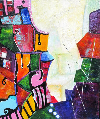 Abstrakte Felsenlandschaft by Blanka Mandel, Painting for Sale on Singulart