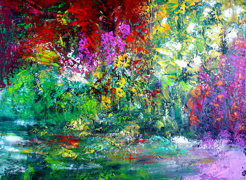 Paradiesgarten -  inspiriert von Claude Monet von Blanka Mandel, Malerei kaufen auf Singulart