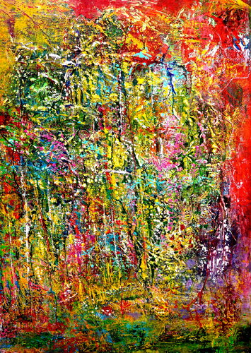 Dschungel des Lebens-  inspiriert von Gerhard Richter von Blanka Mandel, Malerei kaufen auf Singulart