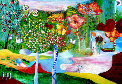 Insel des Glücks van Blanka Mandel, Schilderij te koop op Singulart