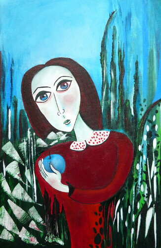 Der blaue Apfel by Blanka Mandel, Painting for Sale on Singulart