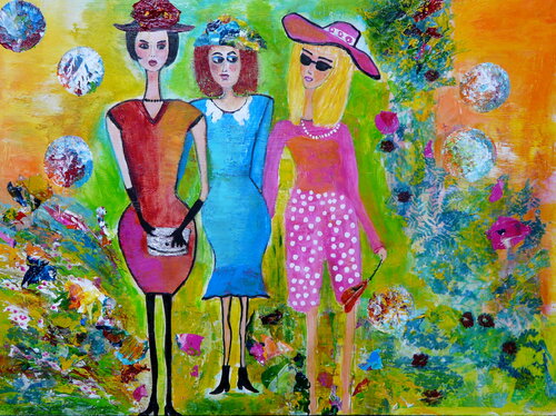Freundinnen- inspiriert von James Rizzi di Blanka Mandel, Pittura in vendita su Singulart