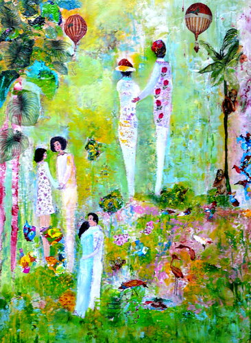 Freunde-  inspiriert von Marc Chagall von Blanka Mandel, Malerei kaufen auf Singulart