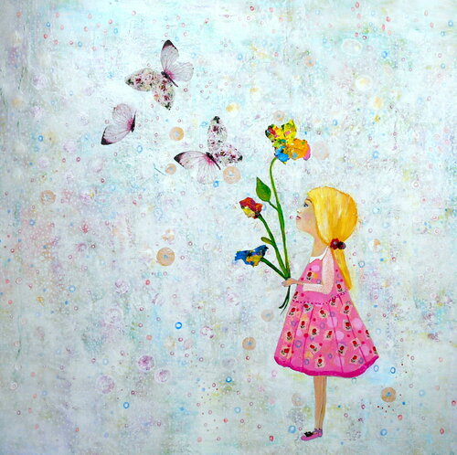 Kinder brauchen Liebe - inspiriert von Banksy by Blanka Mandel, Painting for Sale on Singulart