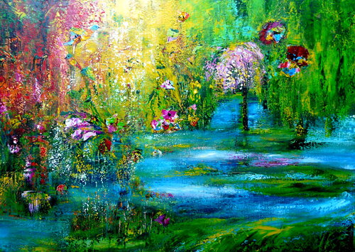 Paradiesgarten 5 van Blanka Mandel, Schilderij te koop op Singulart