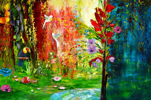 Ich bau uns eine Insel in Fantasialand van Blanka Mandel, Schilderij te koop op Singulart