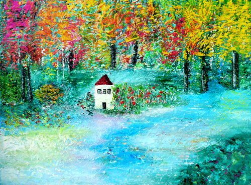 Das verlassene Haus  Strukturbild di Blanka Mandel, Pittura in vendita su Singulart