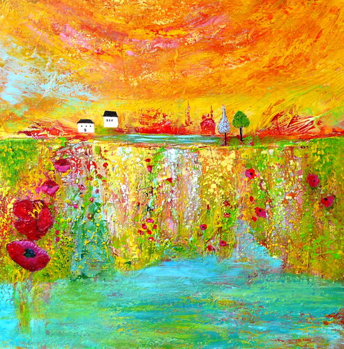 Zwei Welten (2)   Strukturbild van Blanka Mandel, Schilderij te koop op Singulart