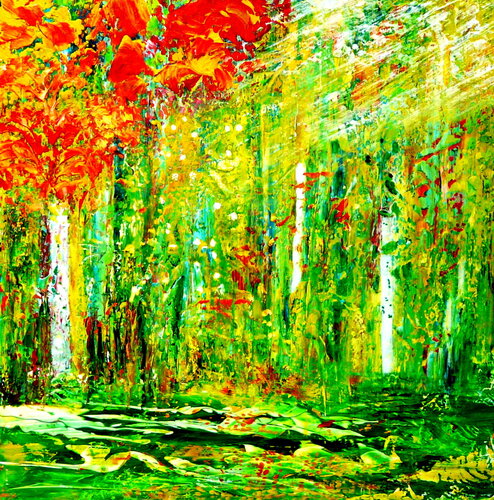 Zauberwald (20) -inspiriert von Gerhard Richter von Blanka Mandel, Malerei kaufen auf Singulart