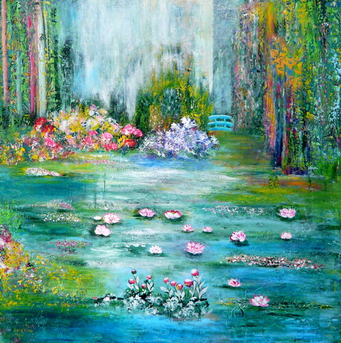 Die Brücke (2) - inspiriert von Claude Monet von Blanka Mandel, Malerei kaufen auf Singulart