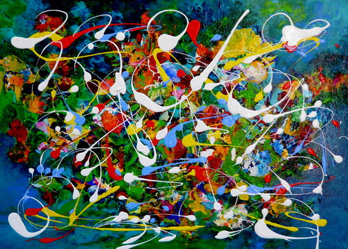 Happy Day-  inspiriert von Jackson Pollock von Blanka Mandel, Malerei kaufen auf Singulart