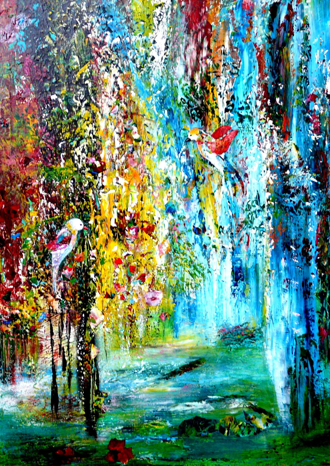 Ein Stück vom Paradies (2) Inspiriert von Gerhard Richter Blanka Mandel Dipinto originale in vendita