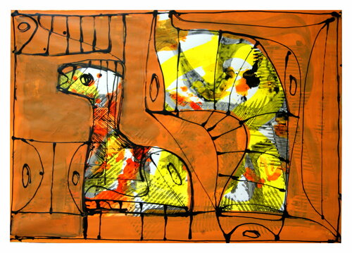 sitzendes Tier van Mathias Wunderlich, Werk op papier te koop op Singulart